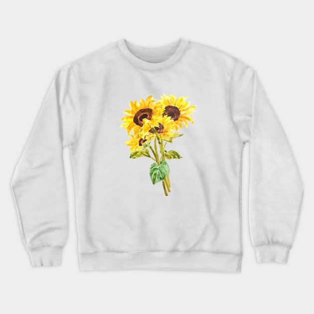 yellow sunflower bouquet flowers bouquet watercolor  2020 Crewneck Sweatshirt by colorandcolor